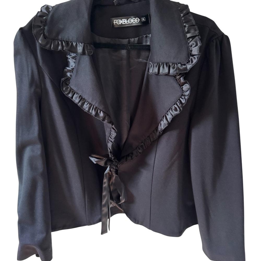 Foxblood Black Ruffled Women's Jacket